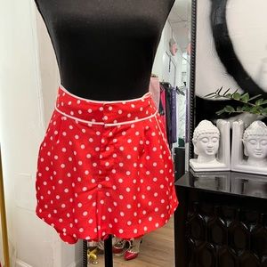 Red and white polka dot short shorts